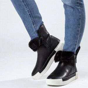 J/Slide Victory Faux Fur Leather Snow Boot Waterproof Size 9